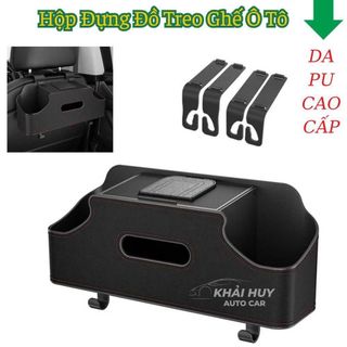 Hộp Đựng Đồ Treo Ghế Ô Tô Da PU Đa Năng Kiêm Khay Để Cốc, Giá Để Điện Thoại, Hộp Đựng Giấy, Móc Treo Đồ Nội Thất