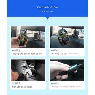 Quạt kẹp sau ghế ô tô, 3 chế độ gió mạnh, tặng kèm sáp thơm, sử dụng cổng usb 5V gắn tựa đầu làm mát hàng ghế trước/sau