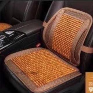 Bộ Tựa Lưng Và Lót Ghế Ô Tô Có Hạt Gỗ Masage Hàng Cao Cấp Đủ Mầu