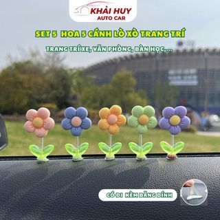 Set 5 Hoa 5 Cánh Lắc Lư Trang Trí Xe, Văn Phòng, Bàn học,... Khaihuyauto