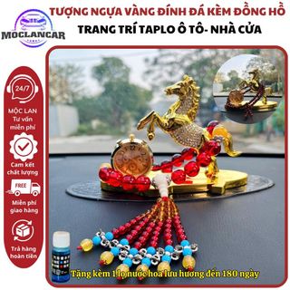 Tượng Ngựa Mạ Vàng Đồng Tích Hợp Kèm Vòng Hạt - Mã Đáo Thành Công - Tặng Kèm Nước Hoa-Mộc Lan Car