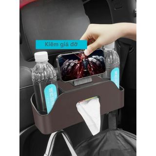 Hộp Đựng Đồ Treo Ghế Ô Tô Da PU Đa Năng Kiêm Khay Để Cốc, Giá Để Điện Thoại, Hộp Đựng Giấy, Móc Treo Đồ Nội Thất