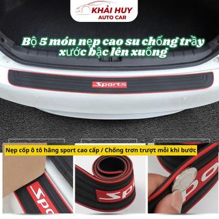 Bộ 5 món nẹp cao su chống trầy xước bậc lên xuống và nẹp cốp ô tô hãng sport cao cấp