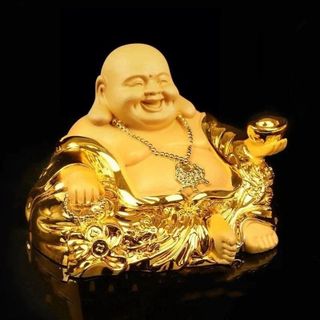 Tượng Phật Di Lặc Maitreya Mạ Vàng Để Taplo Ô Tô Bàn Làm Việc Mang Tới May Mắn, Tài Lộc , Bình An Thu Hút Sự Giàu Có