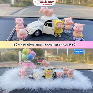 Bộ 6 Heo Hồng Mini Trang Trí Taplo Ô Tô – Đồ Decor Xe Hơi, Bàn Học, Phòng Ngủ Dễ Thương