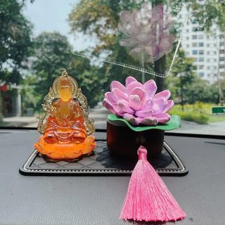 Tượng Phật Quan Âm Đá Lưu Ly Cao Cấp Trang Trí Taplo Ô Tô - Bàn Làm Việc