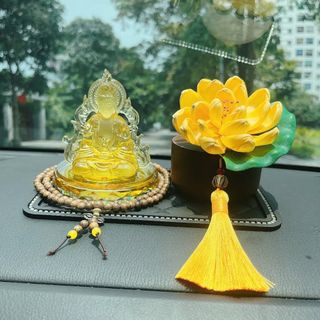 Tượng Phật Quan Âm Đá Lưu Ly Cao Cấp Trang Trí Taplo Ô Tô - Bàn Làm Việc