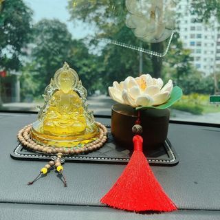 Tượng Phật Quan Âm Đá Lưu Ly Cao Cấp Trang Trí Taplo Ô Tô - Bàn Làm Việc