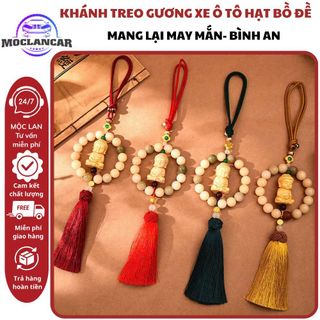 Khánh Treo Xe Ô Tô Phật Thích Ca Tựa Đài Hoa Sen Gỗ Hoàng Dương Mix Hạt Bồ Đề Ngọc Treo Gương Xe Hơi