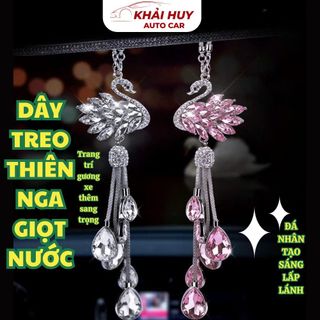 Dây Khánh Treo Gương Ô Tô Mặt Thiên Nga Đuôi Giọt Nước, Khánh Thiên Nga Đính Đá, Thiết Kế Sang Trọng