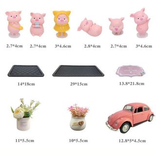 Bộ 6 Heo Hồng Mini Trang Trí Taplo Ô Tô – Đồ Decor Xe Hơi, Bàn Học, Phòng Ngủ Dễ Thương