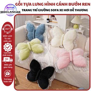 Gối Tựa Lưng Hình Bướm Ren Viền Gối Ôm Mềm Mại Trang Trí Sofa, Giường, Tựa Lưng Trên Ô Tô