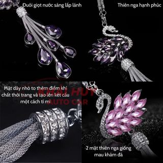 Dây Khánh Treo Gương Ô Tô Mặt Thiên Nga Đuôi Giọt Nước, Khánh Thiên Nga Đính Đá, Thiết Kế Sang Trọng