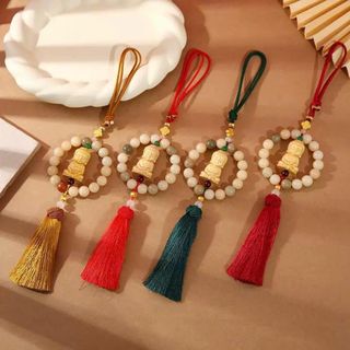 Khánh Treo Xe Ô Tô Phật Thích Ca Tựa Đài Hoa Sen Gỗ Hoàng Dương Mix Hạt Bồ Đề Ngọc Treo Gương Xe Hơi