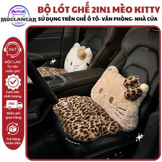 Lót Ghế 2in1 Đệm Lót Ghế ô Tô Hình Mèo Hoạt Hình Lông Mềm Mại Nâng Tầm Nhìn Hình Mèo Dễ Thương