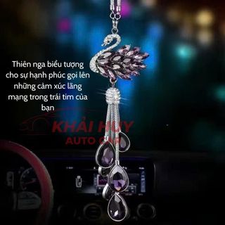 Dây Khánh Treo Gương Ô Tô Mặt Thiên Nga Đuôi Giọt Nước, Khánh Thiên Nga Đính Đá, Thiết Kế Sang Trọng