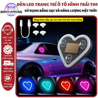 Đèn LED Hình Trái Tim Trang Trí Ô Tô Sạc Bằng Năng Lượng Mặt Trời Và USB, Đèn Led Không Dây Trang Trí Xe Hơi