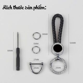 Móc Khóa Dây Da Đính Đá Logo Hãng Xe Móc Chìa Khóa Xe Ô Tô Xe Máy Sang Trọng-Mộc Lan Car