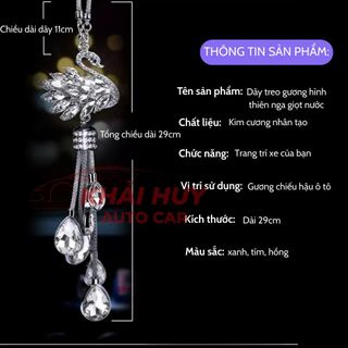 Dây Khánh Treo Gương Ô Tô Mặt Thiên Nga Đuôi Giọt Nước, Khánh Thiên Nga Đính Đá, Thiết Kế Sang Trọng