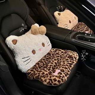 Lót Ghế 2in1 Đệm Lót Ghế ô Tô Hình Mèo Hoạt Hình Lông Mềm Mại Nâng Tầm Nhìn Hình Mèo Dễ Thương