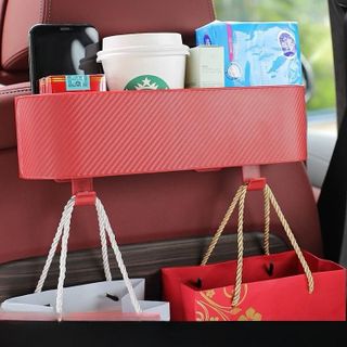 Khay Đựng Đồ Sau Ghế Vân Carbon 2in1 Kiêm Móc Treo Đồ, Chứa Tất Cả Các Cả Vật Dụng Khi Di Chuyển Trên Xe Ô Tô