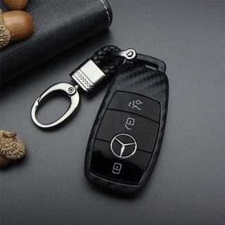 Ốp Chìa Khóa Carbon Mercedes-E200.E250.E300-kèm móc khóa treo chắc chắn