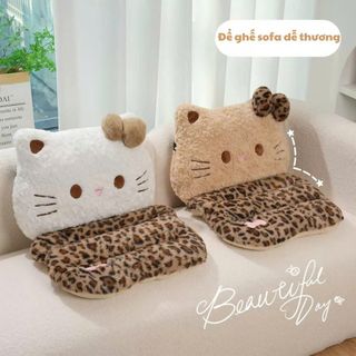 Lót Ghế 2in1 Đệm Lót Ghế ô Tô Hình Mèo Hoạt Hình Lông Mềm Mại Nâng Tầm Nhìn Hình Mèo Dễ Thương