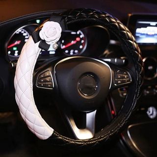 Bọc Vô Lăng Ô Tô Bằng Da Cao Cấp Đính Hoa Trà Sang Chảnh khaihuyauto