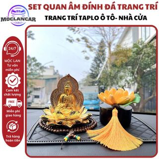 Tượng Phật Quan Âm Ngồi Đế Sen Mạ Vàng Trang Trí Taplo Ô Tô Tượng Phong Thủy Mang Lại Bình An May Mắn