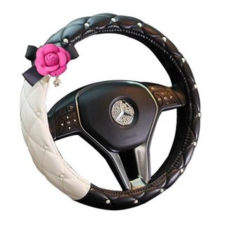 Bọc Vô Lăng Ô Tô Bằng Da Cao Cấp Đính Hoa Trà Sang Chảnh khaihuyauto