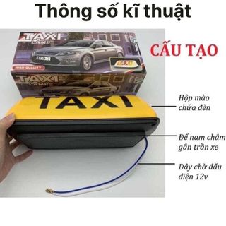 Mào TAXI hút nam châm gắn nóc ô tô và đèn LED chữ Taxi gắn kính trước nhiều màu