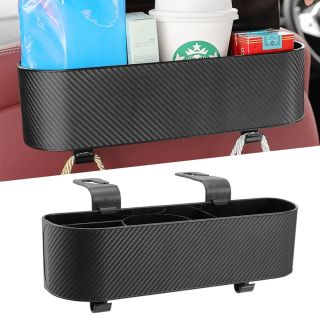 Khay Đựng Đồ Sau Ghế Vân Carbon 2in1 Kiêm Móc Treo Đồ, Chứa Tất Cả Các Cả Vật Dụng Khi Di Chuyển Trên Xe Ô Tô