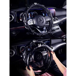 Bọc Vô Lăng Đính Đá Vương Miện-Full Đá Trắng Dáng D Cut Size 38cm Cho Xe Elentra, Seltos, Suzuki XL7 khaihuyauto