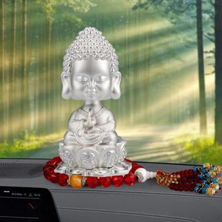 Tượng Thích Ca Mâu -Tượng Phật Đặt Trên Taplo Ô Tô Chất Liệu Hợp Kim Mạ Vàng Có Đế Đế Sen