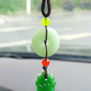 Khánh Treo Xe Ô Tô Thánh Giá – Hình Chữ Thập Đá Ngọc Bích Xanh Đậm | Tua Đá Thủ Công – Biểu Tượng Bình An & May Mắn