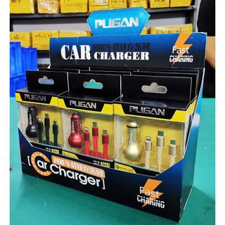 (QC3.0) Tẩu Sạc Pugan 6A Sạc Cực Nhanh Cực Đỉnh Từ 9V-32V Kèm Dây Cáp 3 Đầu 2 Cổng USB Khaihuyauto