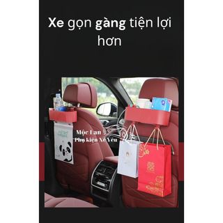 Khay đựng đồ sau ghế vân carbon 2in1 kiêm móc treo đồ,chứa tất cả các cả vật dụng khi di chuyển trên xe ô tô