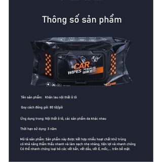 Khăn Ướt 80 Tờ Lau Xe Làm Sạch & Bảo Vệ, Bảo Dưỡng Và Làm Bóng Nội Thất Ô Tô, Vệ Sinh Đồ Da, Giày,Túi Túi, Áo Da