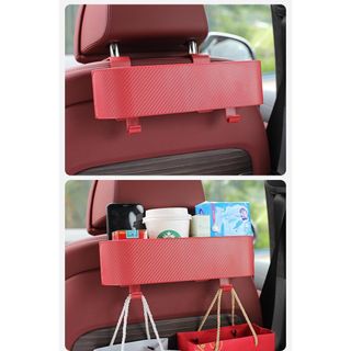 Khay đựng đồ sau ghế vân carbon 2in1 kiêm móc treo đồ,chứa tất cả các cả vật dụng khi di chuyển trên xe ô tô
