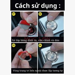 Mua 1 Tặng Vòng Tròn Đính Đá Trang Trí Nút Khởi Động Xe Hơi Start Stop Sang Trọng Phụ Kiện Ô Tô