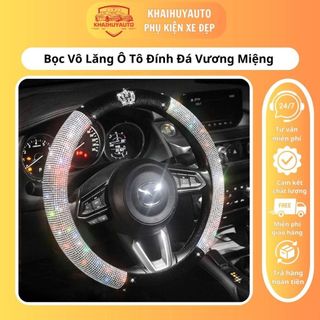 Bọc Vô Lăng Ô Tô Đính Đá Họa Tiết Thiên Nga Vương Miện Cao Cấp - Phụ Kiện Bọc Vô Lăng Xe Hơi Khải Huy Auto Car