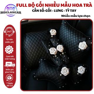 FULL Bộ Gối Tựa Đầu Lưng Hình Hoa Trà Camelila Trang Trí Ô Tô Xe Hơi Sang Trọng - Moclancar