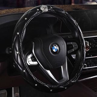 Bọc Vô Lăng Đính Đá Cao Cấp Mix icon Hoa Trà,Nơ Cao Cấp Kích Thước 38cm