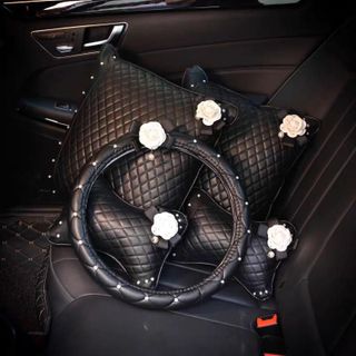 FULL Bộ Gối Tựa Đầu Lưng Hình Hoa Trà Camelila Trang Trí Ô Tô Xe Hơi Sang Trọng - Moclancar