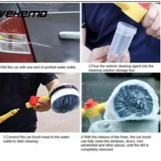 DỤNG CỤ RỬA XE Ô TÔ TỰ ĐỘNG, BÀN CHẢI CỌ TỰ XOAY 360 ĐỘ,Tặng găng tay san hô siêu dày