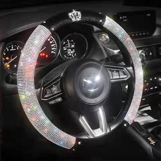 Bọc Vô Lăng Ô Tô Đính Đá Họa Tiết Thiên Nga Vương Miện Cao Cấp - Phụ Kiện Bọc Vô Lăng Xe Hơi Khải Huy Auto Car