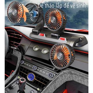 Quạt ô tô 3 đầu 3 chế độ làm mát xoay 360 gió mạnh kèm biển để số điện thoại dành cho xe hơi, quạt 12v