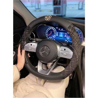 Bọc Vô Lăng Hoa Trà Vải Dạ Tweed Tròn Size 38cm Giúp Chống Trơn Trượt, Trang Trí Sang Trọng