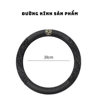 Bọc Vô Lăng Hoa Trà Vải Dạ Tweed Tròn Size 38cm Giúp Chống Trơn Trượt, Trang Trí Sang Trọng