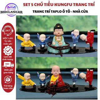 Set 5 Chú Tiểu KUNGFU Trang Trí Taplo Ô Tô- Nhà Cửa Phật Ở Đó Có Bình An Phật ở Trong Tâm